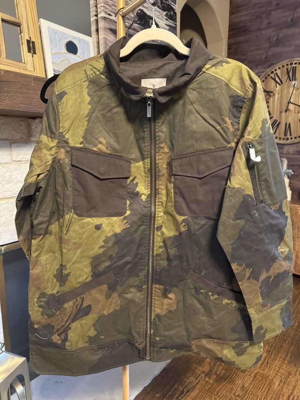 Martha by Martha Stewart Women's Green Camo Field Jacket L Full Zip